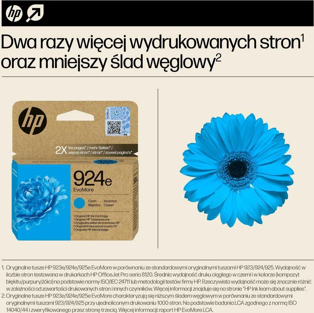 HP rašalas HP 924e Cyan EvoMore rašalas