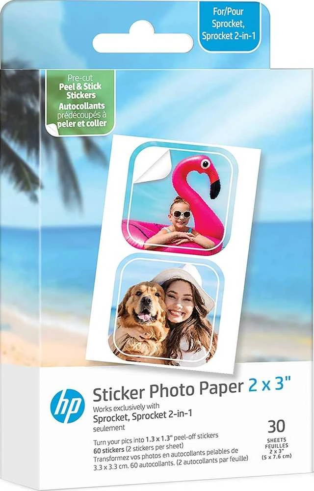 Spausdintuvas HP Sprocket Sticker 2x3'' - 2 w 1 (30 vnt. | 60 naklejek)