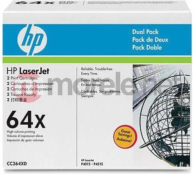 Hewlett Packard (HP) HP Toneris Juodas CC364X, skirtas Laserjet P4000/P4500series, dviguba pakuotė (2x24 000 puslapių)