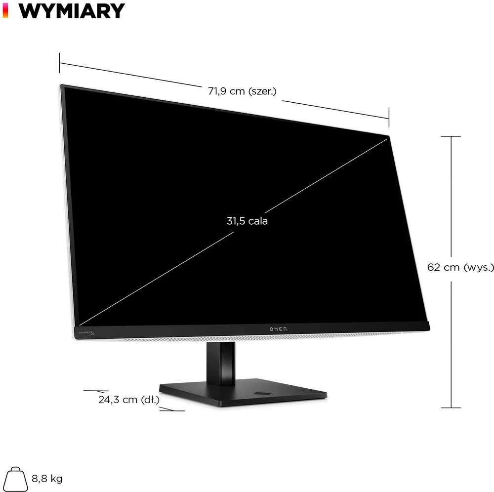 Monitorius - HP OMEN Transcend 32 31.5" 4K UHD 240Hz QD-OLED Balta Apšvietimas