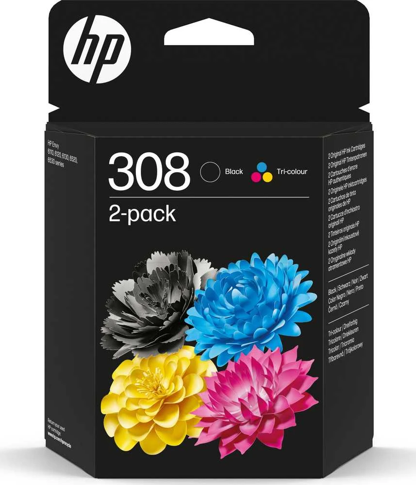 HP 308 juoda i spalva dwupak 6L6S6UE