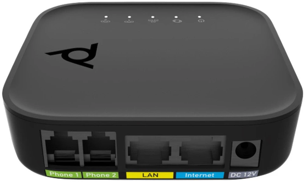 „Hewlett Packard“ (HP) „Poly ATA 402 2FXS“ balso prievado VoIP adapteris su atviru SIP ir maitinimo šaltiniu. Nereikalingas.