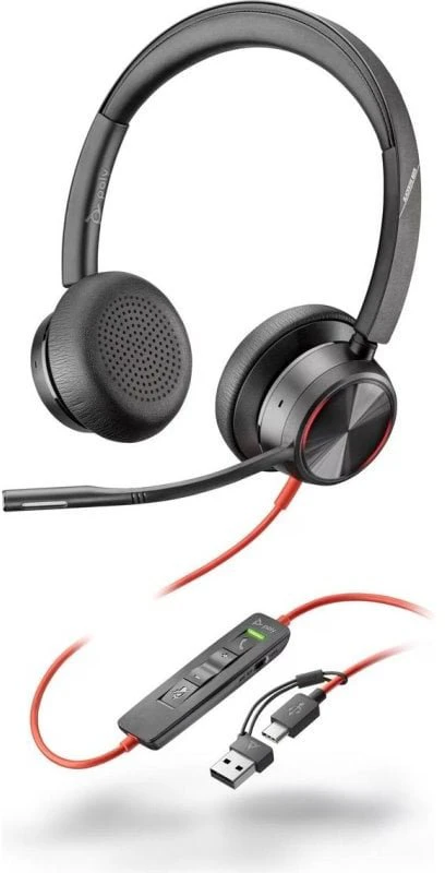 Hewlett Packard (HP) „Poly“ ausinės su mikrofonu „Blackwire C8225-M Stereo USB-C/A“ (didmeninė kaina)