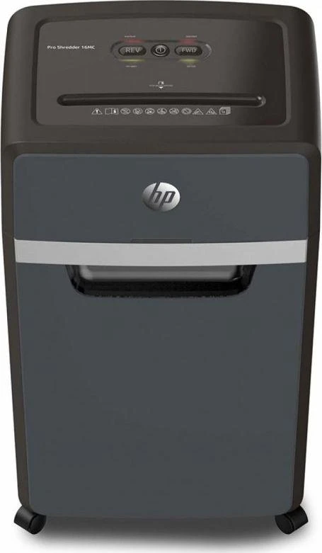 HP Pro Shredder 16MC dokumentų smulkintuvas priekiniu kampu