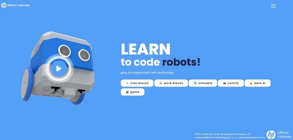 Otto roboto programavimo platformos puslapis