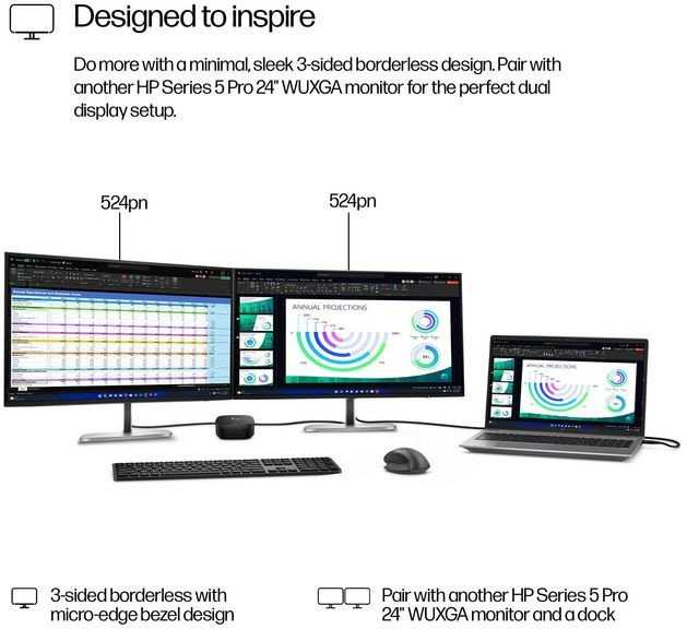 Monitorius HP Series 5 Pro 524pn 24'' WUXGA (9D9A7E9#ABB)