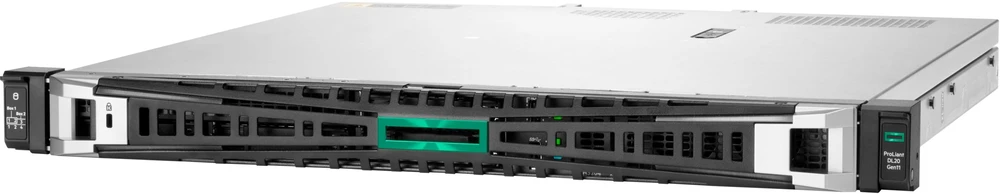 HP serveris „ProLiant DL20 Gen11 Smart Choice“ modelis, 1U Rack SFF, Xeon E-2436 (2.9GHz/6c), 1x 32GB, Intel VROC SATA SW RAID, 4x SFF lizdai su karštuoju jungimu, 2x 480GB SATA SSD (P40497-B21), 4x 1G RJ45 (BCM5719/331T), 1x 800W adapteris, lengvai montuojami bėgeliai, rėmelis ir užraktas