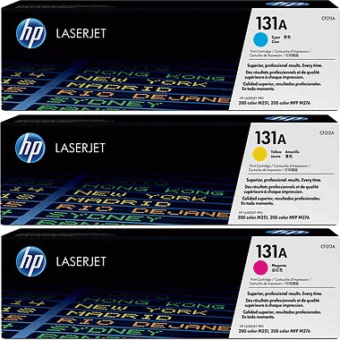 Hewlett Packard (HP) Toneris HP HP131A (skirtas Hewlett Packard spausdinimui, originalus CF211A+CF212A+CF213A žydra, geltona, rausva)