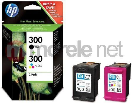 Hewlett Packard (HP) HP 300 rašalo kombinuotas rinkinys, juodas/trispalvis, blisterinė pakuotė