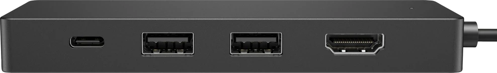 HP G3 šakotuvas: USB-C, USB-A ir HDMI jungčių vaizdas