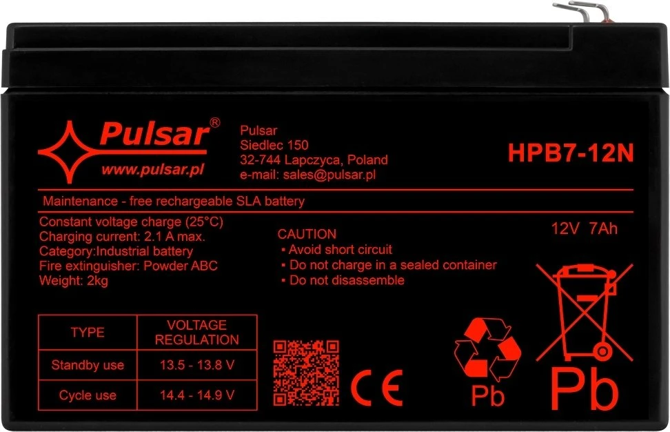 Pulsar HPB7-12N PULSAR akumuliatorius 7Ah, 12V