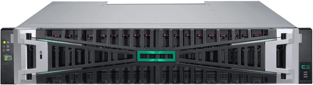Serveris Hewlett Packard (HP) HPE MSA 2070 SFF 2x10/25GbE iSCSI 4 prievadų valdymo 12x3,84TB SSD 4x10Gb iSCSI XCVR 46TB saugyklos masyvas