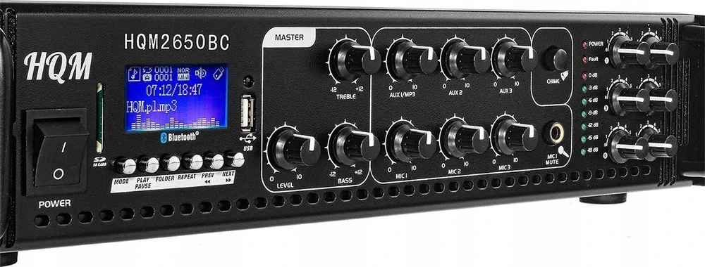 PA stiprintuvas HQM2650BC Radijas FM/MP3/BT 650W