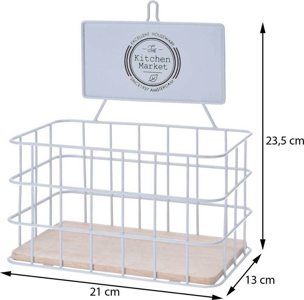 Hs Decoration Metalinė virtuvės lentyna 21x12,5x24 cm balta