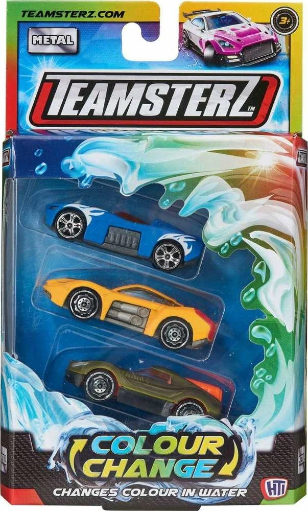 TEAMSTERZ Spalvą keičiantys automobiliai, 3 vnt, 7,5 cm