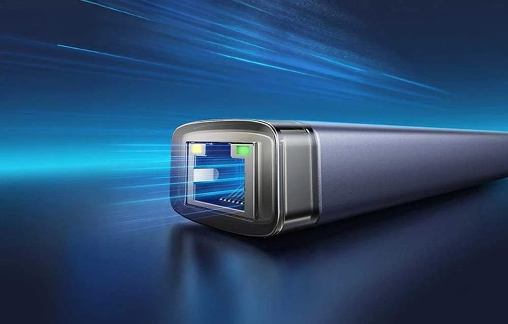 4in1 šakotuvas „Baseus UltraJoy“ su USB-A ir USB-C jungtimis, 3xUSB3.0+USB-C+RJ45 (pilkas)