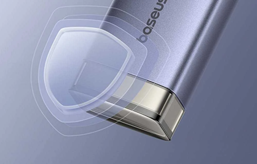 4in1 šakotuvas „Baseus UltraJoy“ su USB-A ir USB-C jungtimis, 3xUSB3.0+USB-C+RJ45 (pilkas)