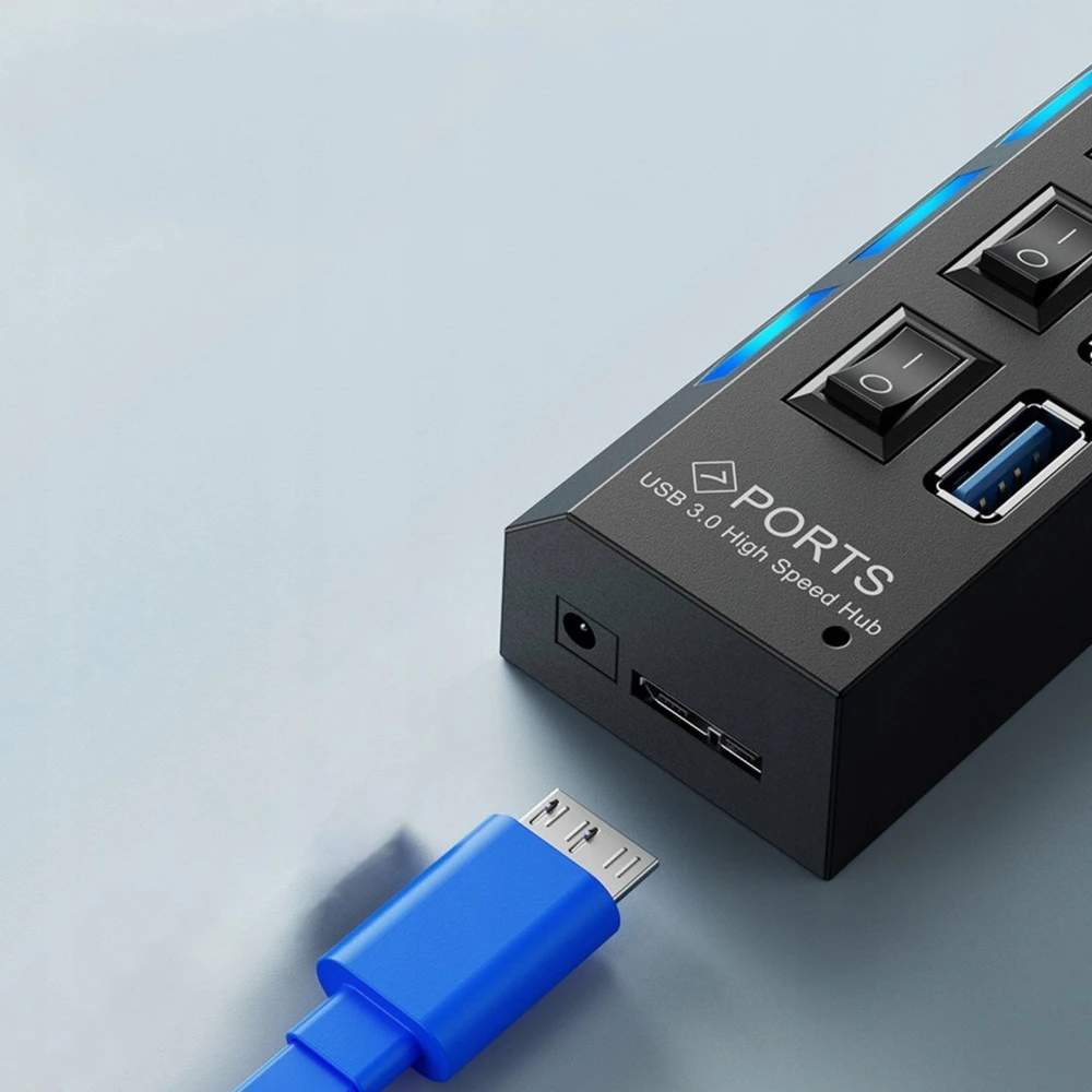 Hub USB šakotuvo skirstytuvas, 7 prievadų, USB 3.0 skirstytuvas