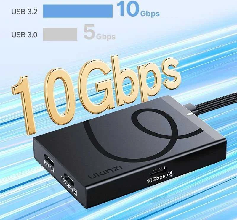 USB šakotuvas – Ulanzi H1 4 viename USB C medijos šakotuvas 10 Gbps, 4K HDMI