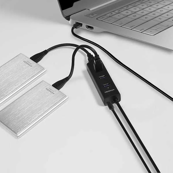 AXAGON HUE-S2BP 4x USB3.0 įkrovimo šakotuvas 1,2 m laidas, MicroUSB įkrovimas, įsk. kintamosios srovės adapteris