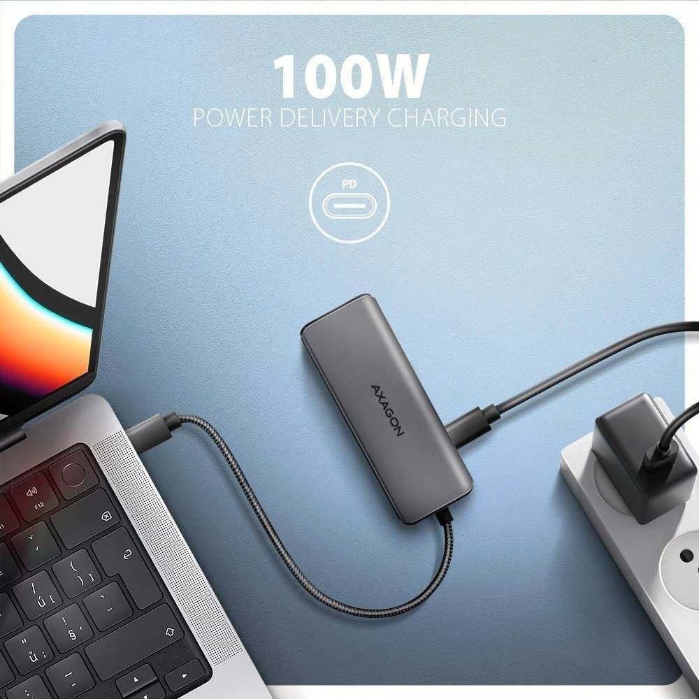 AXAGON HMC-5H8K USB 5Gbps šakotuvas, 2x USB-A, USB-C, HDMI 8k/30Hz, PD 100W,