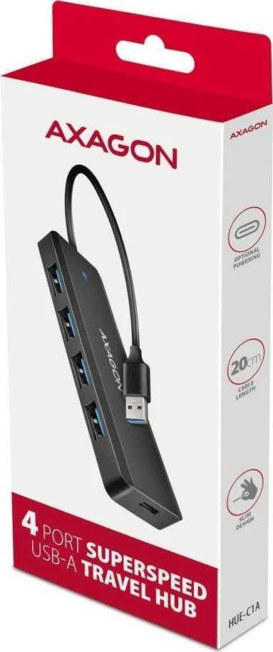 AXAGON Travel keturių prievadų USB-A 5Gbps šakotuvas | HUE-C1A