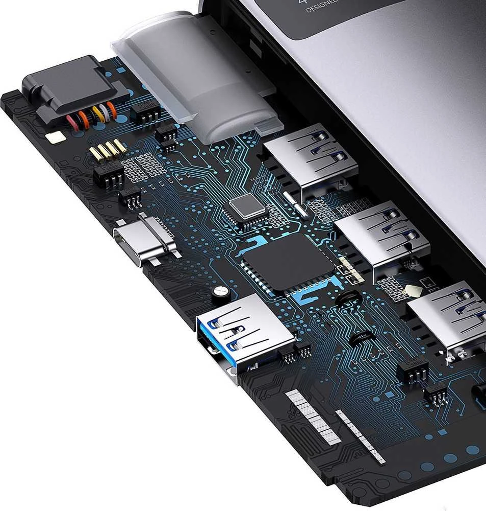 Baseus Metal Gleam Series Hub adapteris 4in1 USB-C iki 4x USB 3.0