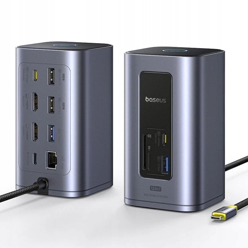 Jungčių stotelė / adapteris 1in12 USB C kištukas - 2xHDMI RJ45 SD/TF USB3 NU1 Air Spacemate BASEUS