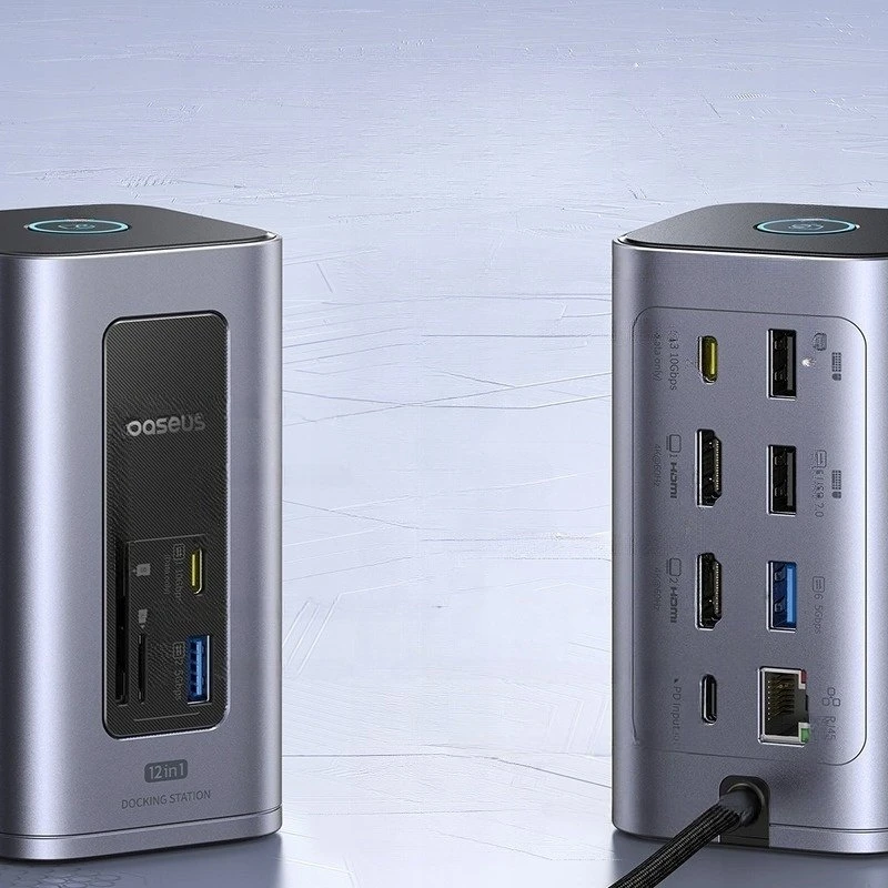 Jungčių stotelė / adapteris 1in12 USB C kištukas - 2xHDMI RJ45 SD/TF USB3 NU1 Air Spacemate BASEUS