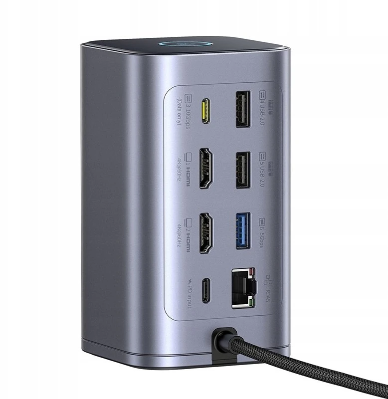 Jungčių stotelė / adapteris 1in12 USB C kištukas - 2xHDMI RJ45 SD/TF USB3 NU1 Air Spacemate BASEUS
