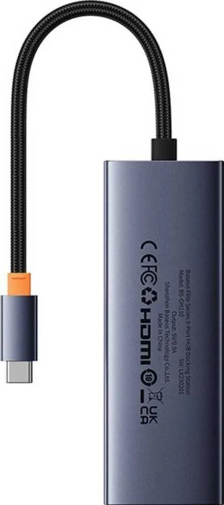 Baseus Hub 5in1 UltraJoy 5-Port 1xHDMI4K@30Hz + 4xUSB 3.0 - pilkas