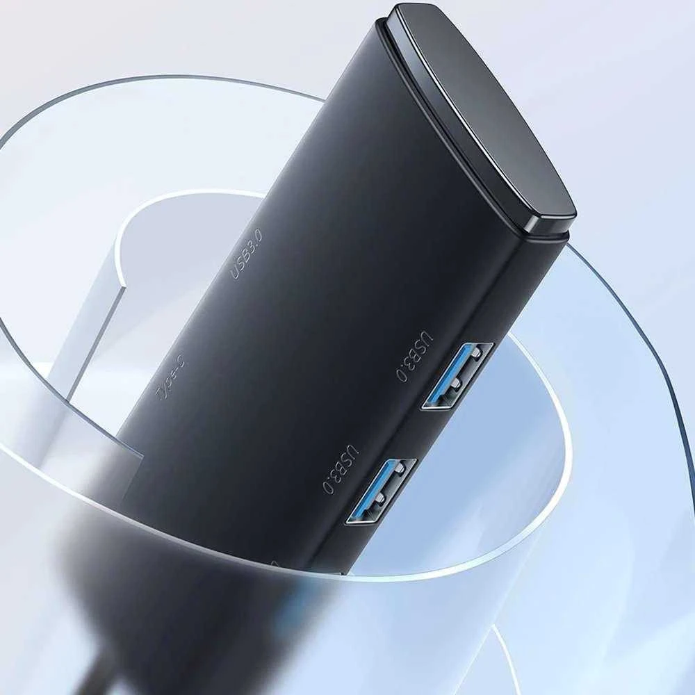 Baseus Šakotuvas USB-A 4 prievadų (USB 3.0) 25cm, juodas