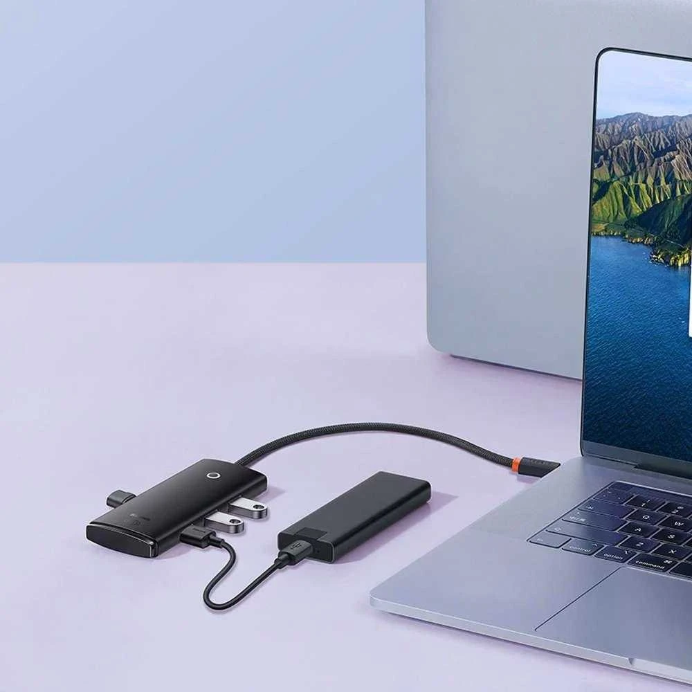 Baseus Šakotuvas USB-A 4 prievadų (USB 3.0) 25cm, juodas