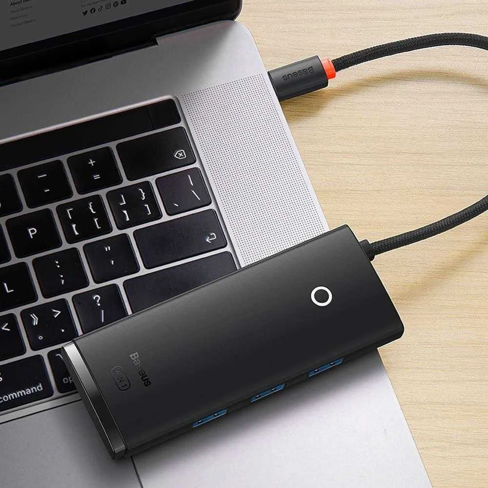 Baseus Šakotuvas USB-A 4 prievadų (USB 3.0) 25cm, juodas