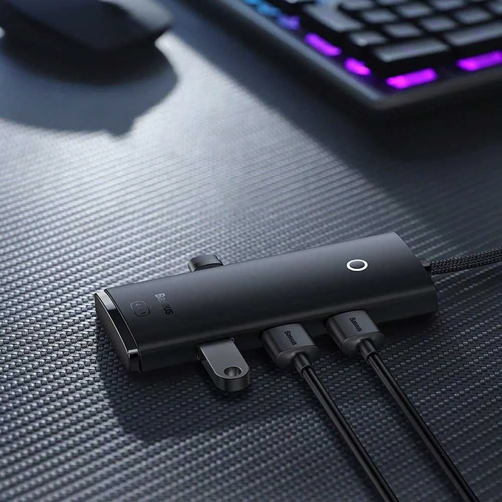 Baseus Šakotuvas USB-C 4 prievadų (USB 3.0) 25cm, juodas