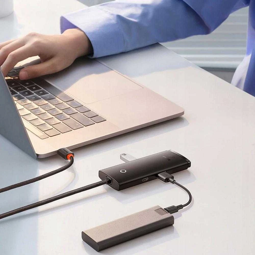Hub 4in1 Baseus Lite Series USB iki 4x USB 3.0 1m – juodas