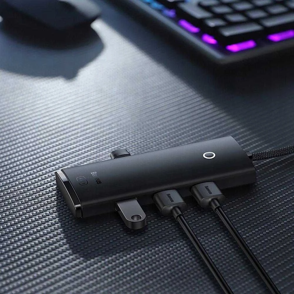 Hub 4in1 Baseus Lite Series USB iki 4x USB 3.0 1m – juodas
