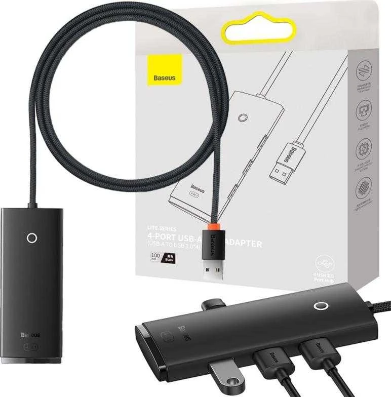 Hub 4in1 Baseus Lite Series USB iki 4x USB 3.0 1m – juodas
