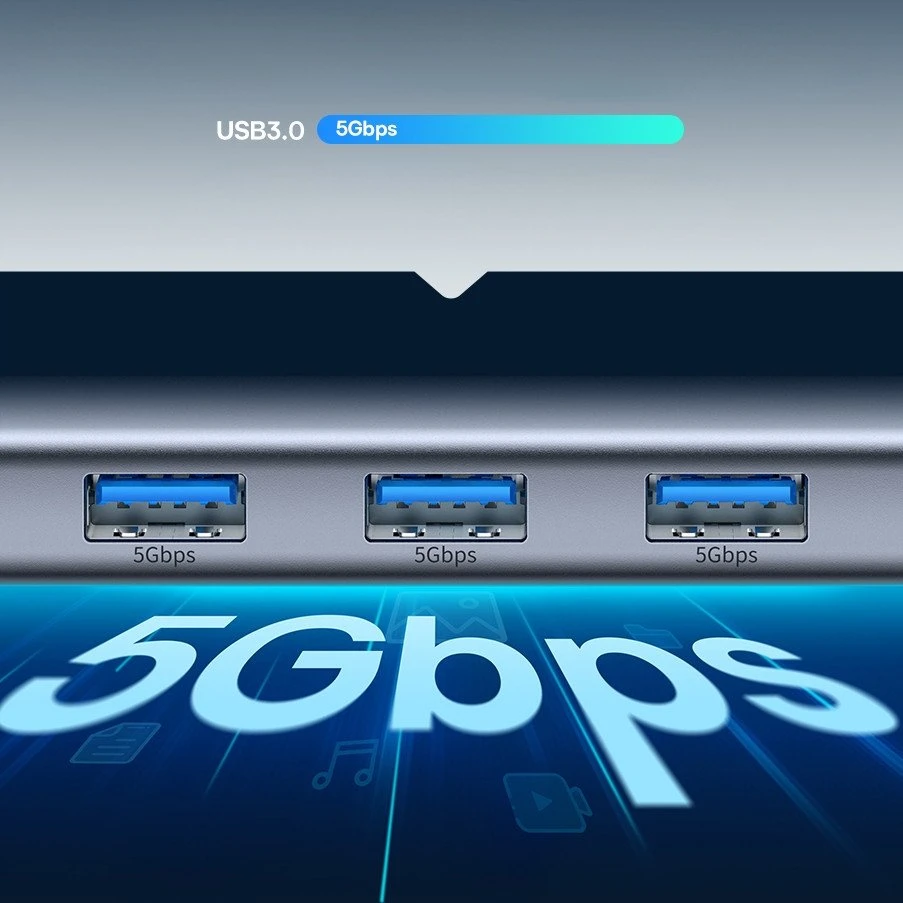 Baseus Metal Gleam Series 7-in-1 USB-C HUB Docking Station Kosminė pilka