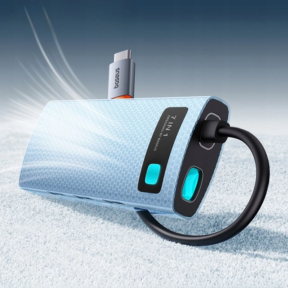 Baseus Metal Gleam Series 7-in-1 USB-C HUB Docking Station Kosminė pilka