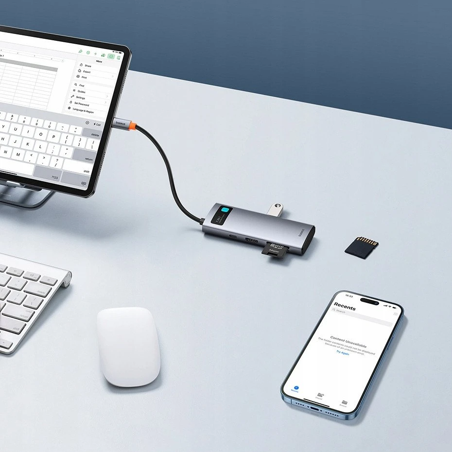 Baseus Metal Gleam Series 7-in-1 USB-C HUB Docking Station Kosminė pilka