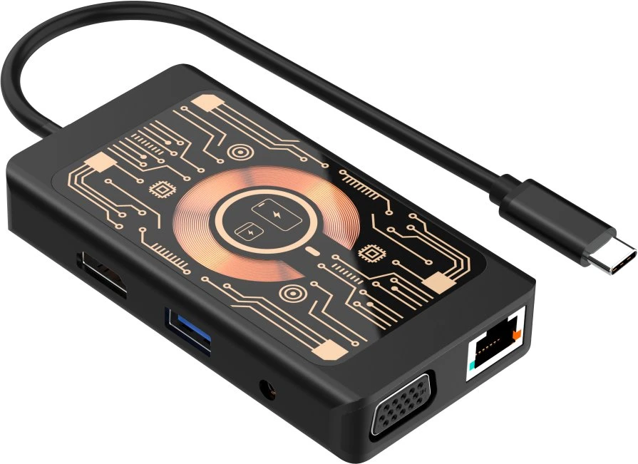 HUB USB Baseus QUALO Transparent Hub USB-C HDMI su funkcija kabelkapar QTPB5-HUB-18 juoda (GSM184928)