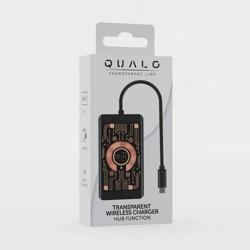 HUB USB Baseus QUALO Transparent Hub USB-C HDMI su funkcija kabelkapar QTPB5-HUB-18 juoda (GSM184928)