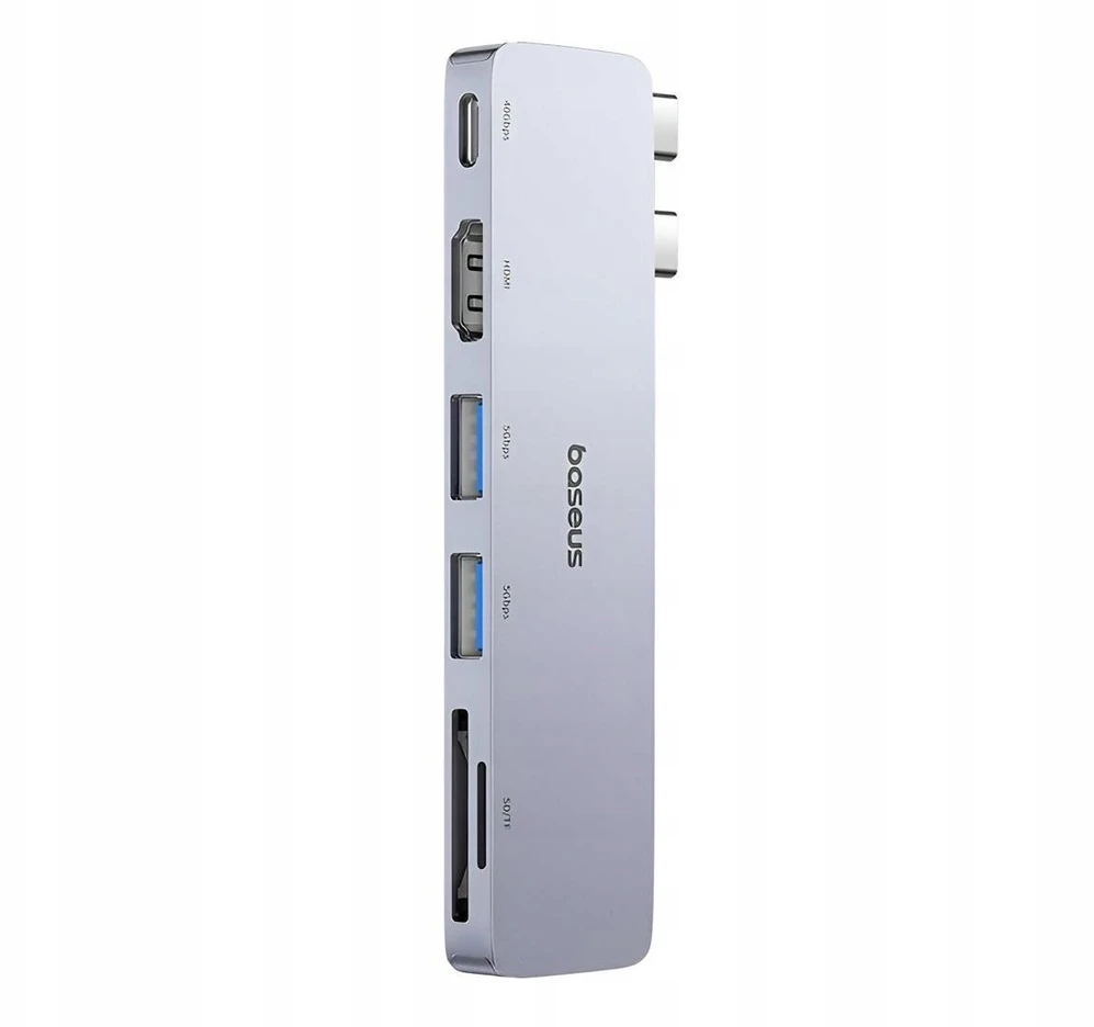6in1 Baseus Ultra Joy 100W 1xUSB-C, 2xUSB, 1xHDMI, SD/Micro SD slot pilkas