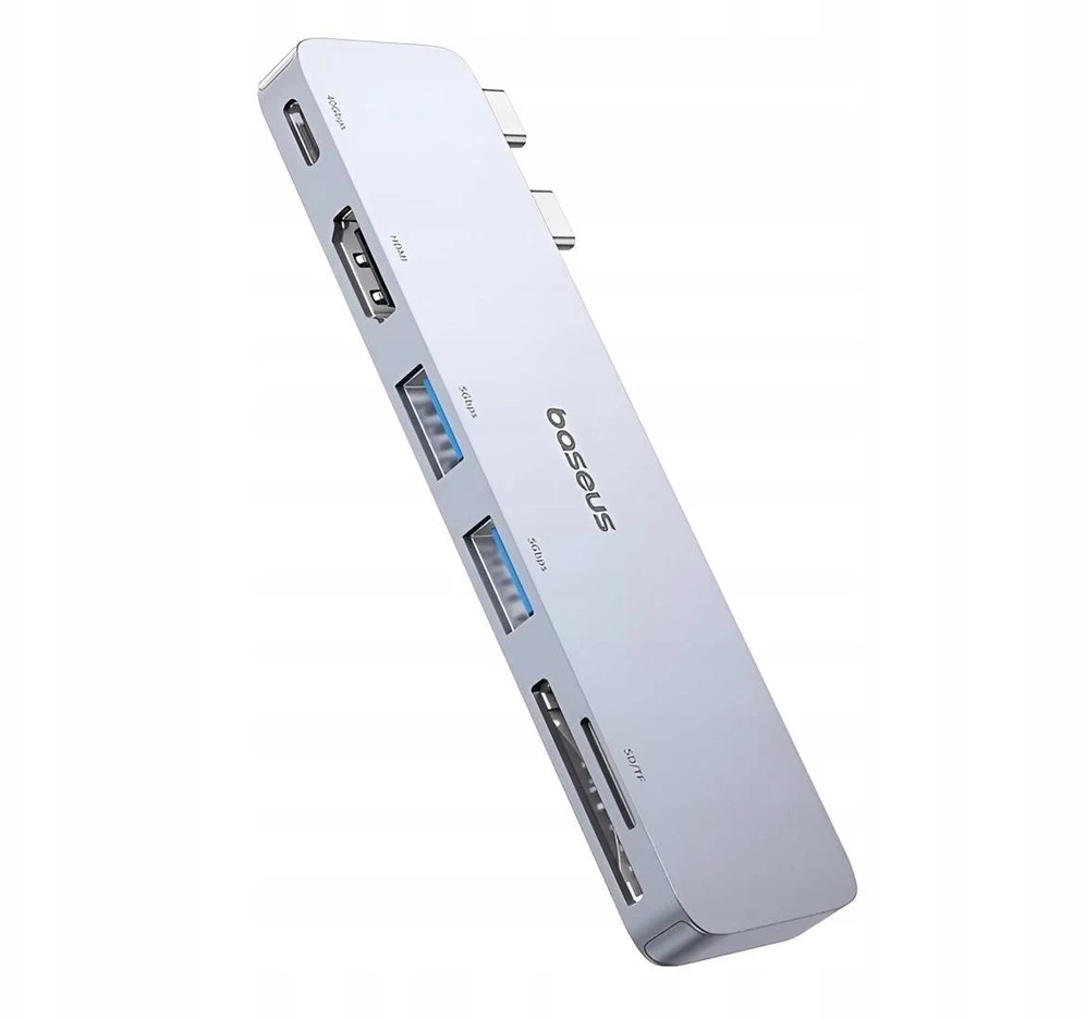6in1 Baseus Ultra Joy 100W 1xUSB-C, 2xUSB, 1xHDMI, SD/Micro SD slot pilkas