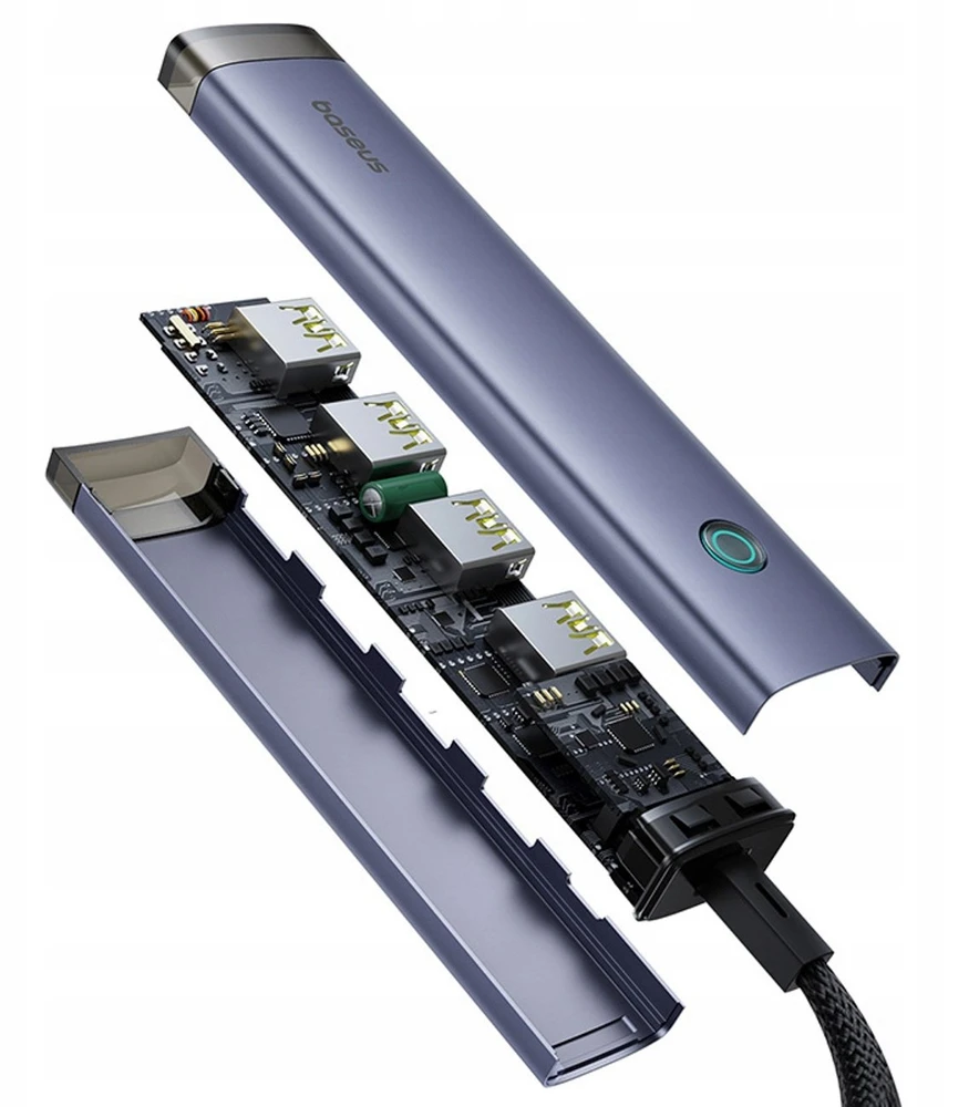USB šakotuvas Baseus USB-A/USB-C UltraJoy serija 4xUSB-A 3.1 1xUSB-C 5V – pilkas (6932172655822)