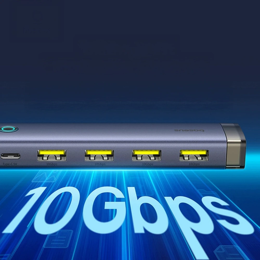 USB šakotuvas Baseus USB-A/USB-C UltraJoy serija 4xUSB-A 3.1 1xUSB-C 5V – pilkas (6932172655822)