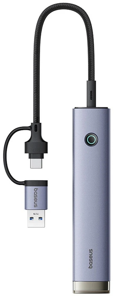 „Baseus UltraJoy“ 4in1 šakotuvas USB-A ir USB-C į 4xUSB3.0 + USB-C (pilka)