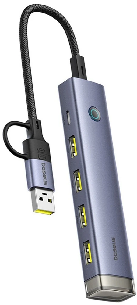 USB šakotuvas Baseus USB-A/USB-C UltraJoy serija 4xUSB-A 3.1 1xUSB-C 5V – pilkas (6932172655822)