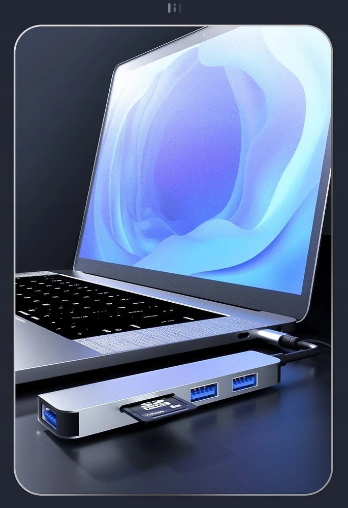 HUB USB Bounn Adapteris 5w2 USB / Type-C į USB3.0+USB2.0*2+SD/TF
